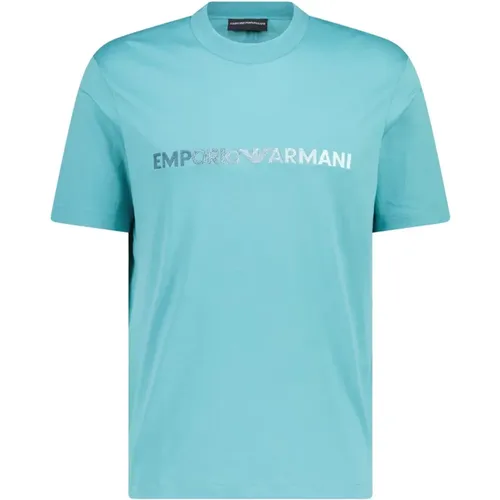 Logo-besticktes Baumwoll-T-Shirt - Emporio Armani - Modalova