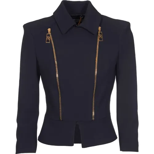 Peplum Zip Jacket , female, Sizes: L, S - Elisabetta Franchi - Modalova