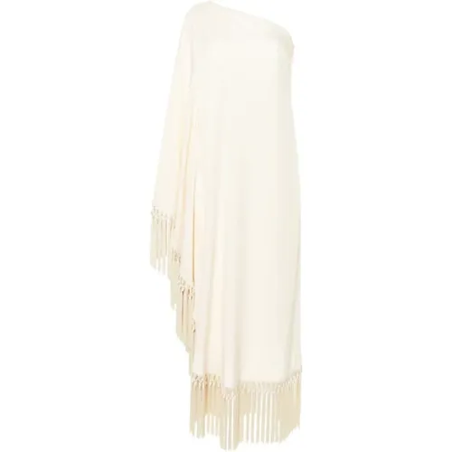 Ivory White One-Shoulder Fringed Dress , female, Sizes: S, 2XS, M - Taller Marmo - Modalova