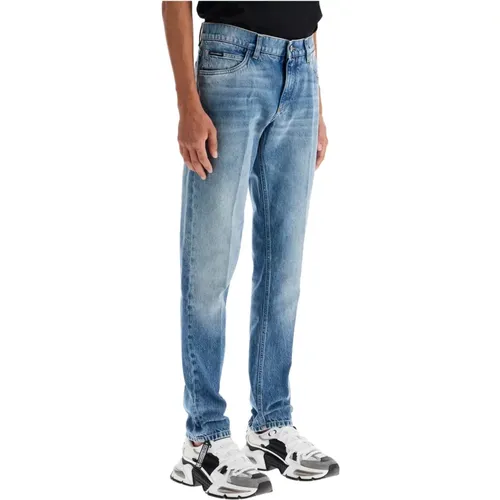 Low-rise Regular Fit Jeans mit schmalem Bein , Herren, Größe: 3XL - Dolce & Gabbana - Modalova