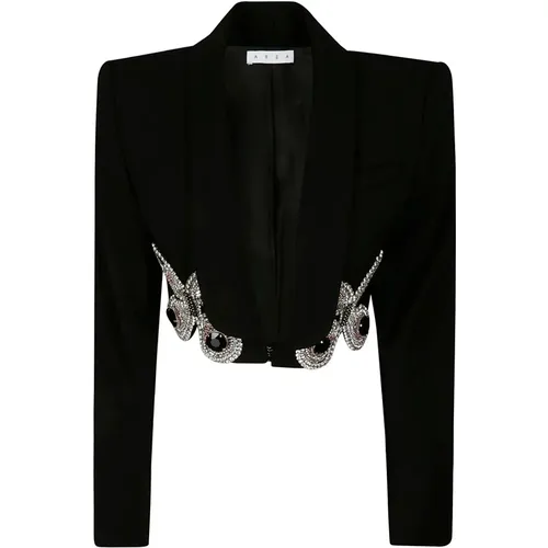 Embroidered Butterfly Cropped Blazer , female, Sizes: M, S - Area - Modalova