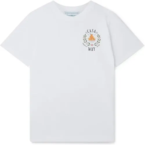 Weißes Baumwoll-T-Shirt mit Klassischem Druck , Herren, Größe: M - Casablanca - Modalova