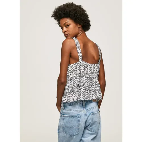 Blumiges V-Ausschnitt Crop Top , Damen, Größe: L - Pepe Jeans - Modalova