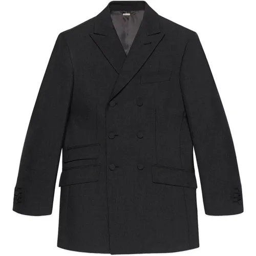 Dark Grey Wool Blazer , male, Sizes: XL - Gucci - Modalova