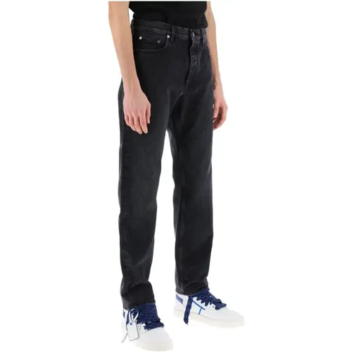 Vintage-gewaschene Regular-Fit-Jeans mit schmalem Schnitt , Herren, Größe: W34 - Off White - Modalova