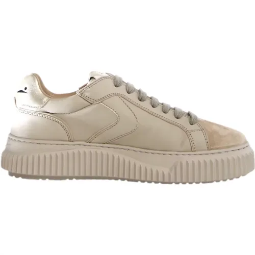 Beiger Sneaker aus Leder/Stoff , Damen, Größe: 36 EU - Voile blanche - Modalova