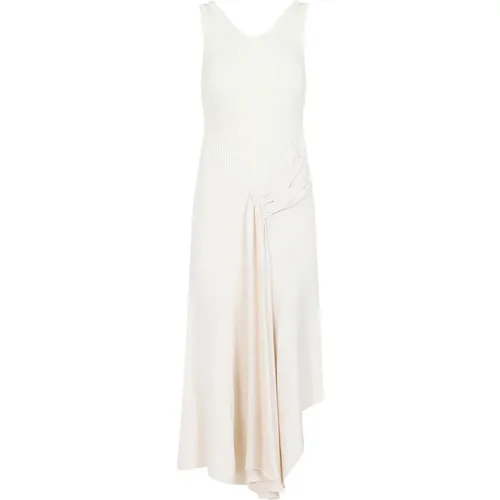 Cremefarbenes ärmelloses Midi-Kleid mit Bindedetail , Damen, Größe: XS - Victoria Beckham - Modalova