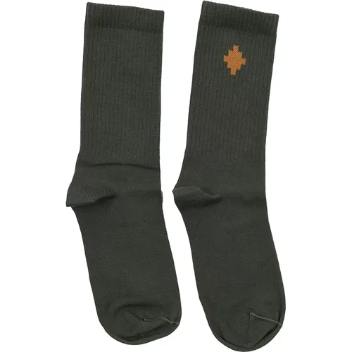 Militär Orange Logo Midhigh Socken , unisex, Größe: M - Marcelo Burlon - Modalova