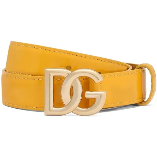 Gelbe Lackleder Logo Gürtel - Dolce & Gabbana - Modalova