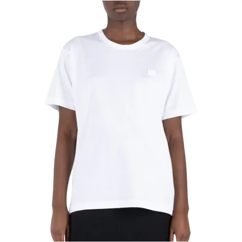 Weißes Rundhals-T-Shirt , Damen, Größe: M - Acne Studios - Modalova