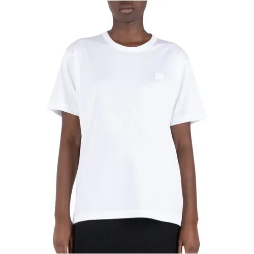 Weißes Rundhals-T-Shirt , Damen, Größe: S - Acne Studios - Modalova