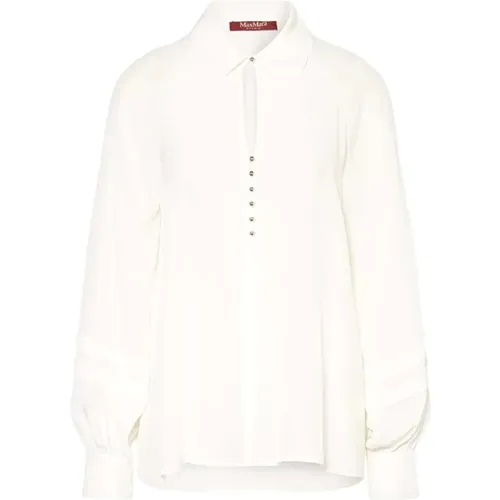 Weiße Seidenbluse mit langen Ärmeln , Damen, Größe: XS - Max Mara - Modalova