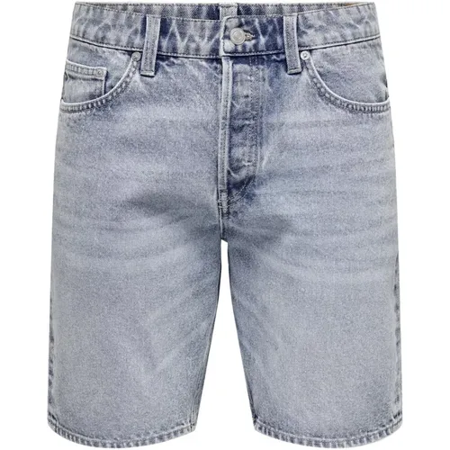 Klassische Passform Denim Shorts , Herren, Größe: L - Only & Sons - Modalova