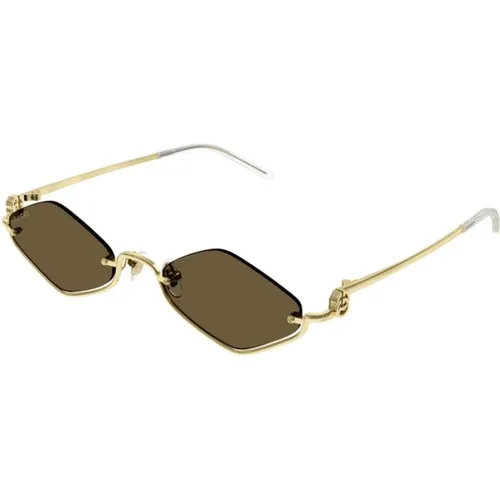 Gold Brown Sunglasses Gg1604S 002 , male, Sizes: 53 MM - Gucci - Modalova