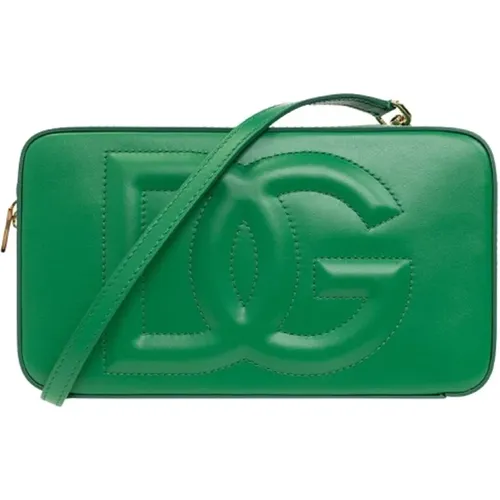 Leather shoulder bag with logo - Dolce & Gabbana - Modalova