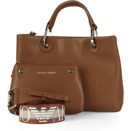 Mittelgroße Handtasche mit geprägtem Logo - Emporio Armani - Modalova