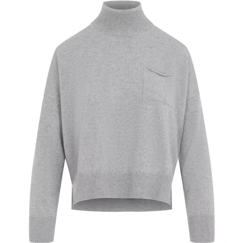 Hellgrauer Turtleneck-Pullover , Damen, Größe: M - PESERICO - Modalova