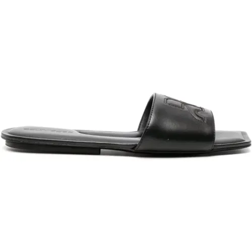 Schwarze Leder Slip-On Sandalen , Damen, Größe: 40 EU - Courrèges - Modalova
