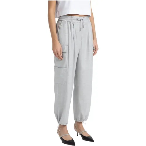 Woll-Viskose-Baggy-Hose mit Cargotaschen , Damen, Größe: 2XS - PESERICO - Modalova