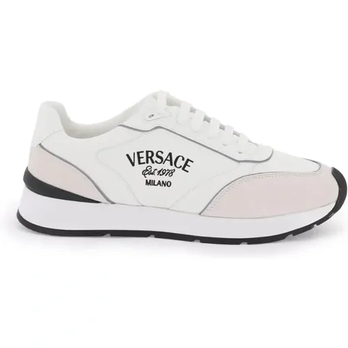 Bestickte Ledersneakers Versace - Versace - Modalova
