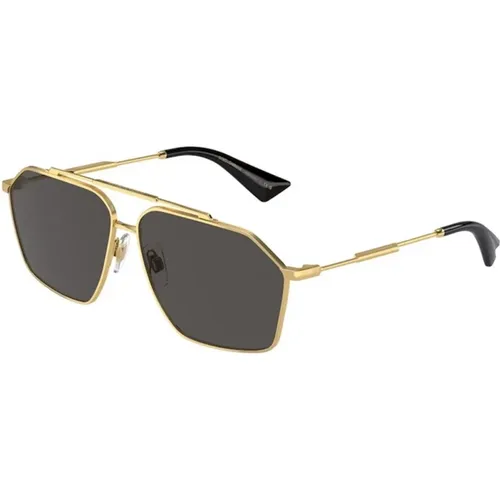 Gold Frame Dark Gray Lens Sunglasses , male, Sizes: 61 MM - Dolce & Gabbana - Modalova