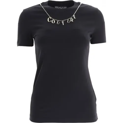 Kurzarm Kette Anhänger T-Shirt , Damen, Größe: S - Versace - Modalova