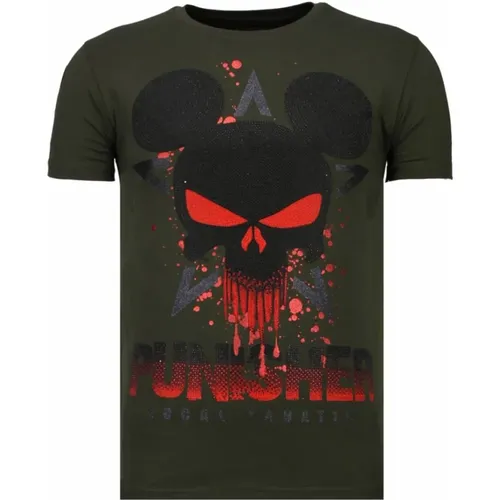Punisher Mickey Rhinestone - Herren T-Shirt - 13-6208K , Herren, Größe: M - Local Fanatic - Modalova