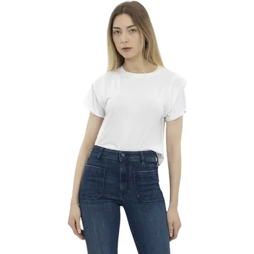 Short Sleeve Cropped T-Shirt with Shoulder Detail , female, Sizes: M - Paige - Modalova