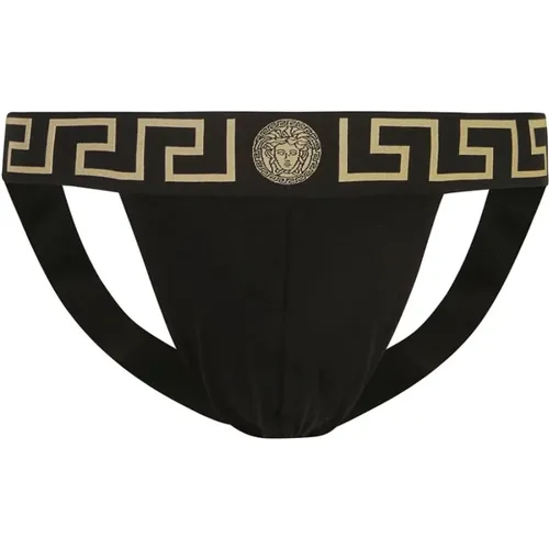 Schwarzer Griechischer Rand Jock Strap - Versace - Modalova