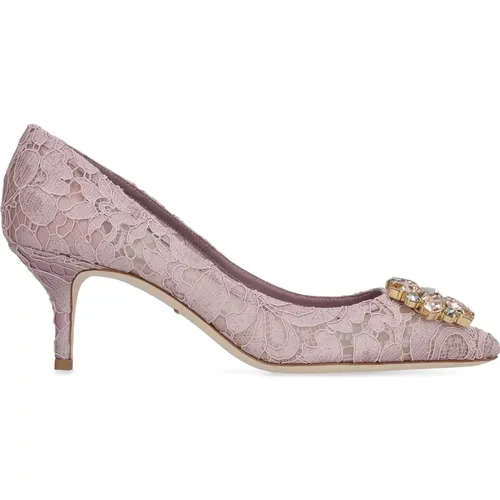 Spitze Pumps mit Blumenapplikation und Strass - Dolce & Gabbana - Modalova