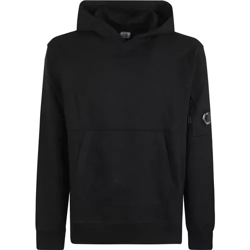 Schwarzer Baumwoll-Sweatshirt mit Kapuze , Herren, Größe: L - C.P. Company - Modalova