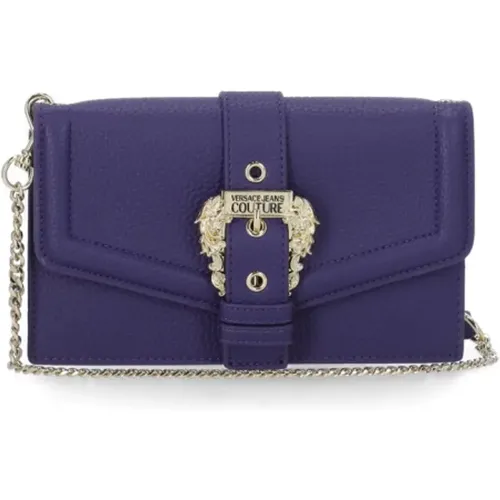 Lila Pochette Geldbörse mit Barock-Schnalle , Damen, Größe: ONE Size - Versace Jeans Couture - Modalova