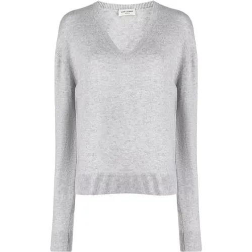 Luxury V-Neck Cashmere Sweater , female, Sizes: S - Saint Laurent - Modalova