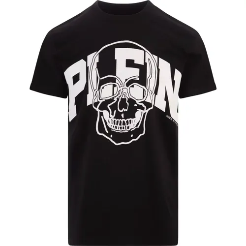 Schwarzes Skull Grafik T-shirt , Herren, Größe: S - Philipp Plein - Modalova