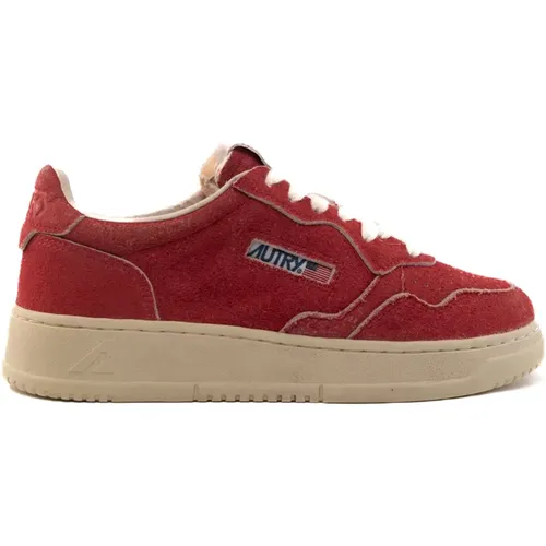 Rote Gummi Medalist Low Wildleder Sneakers , Damen, Größe: 40 EU - Autry - Modalova