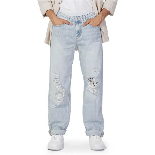 Hellblaue Jeans mit Ripped-Effekt , Herren, Größe: W30 - Calvin Klein Jeans - Modalova