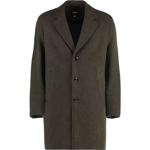 Wool Lapel Collar Coat with Pockets , male, Sizes: XL, M, L - Hugo Boss - Modalova