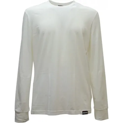 Weißes Langarm-T-Shirt mit -Logo - Dsquared2 - Modalova
