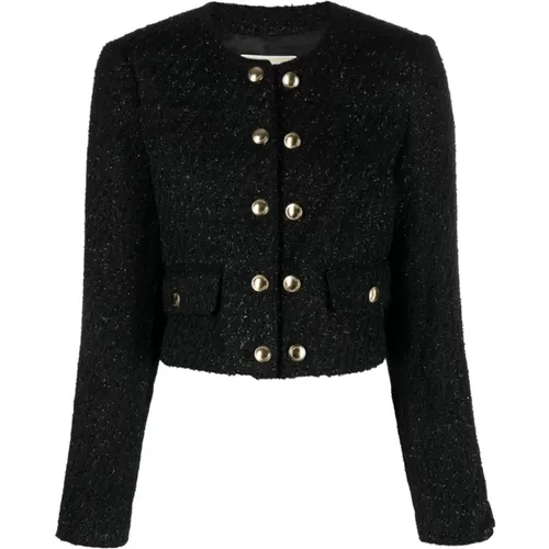 Elegant Tweed Jacket with Gold and Glitter Details , female, Sizes: XL, L, M - Michael Kors - Modalova