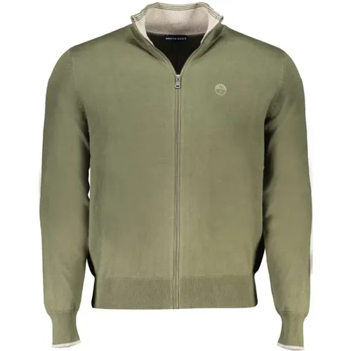 Grüner Baumwoll-Zip-Up-Pullover , Herren, Größe: S - North Sails - Modalova