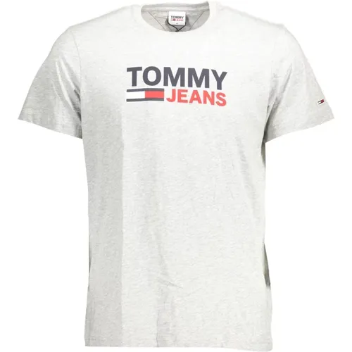 Graues T-Shirt aus Bio-Baumwolle mit Druck , Herren, Größe: XL - Tommy Hilfiger - Modalova