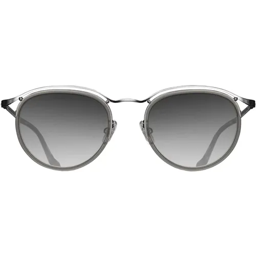 Brushed Silver Matte Grey Crystal Sunglasses - Matsuda - Modalova
