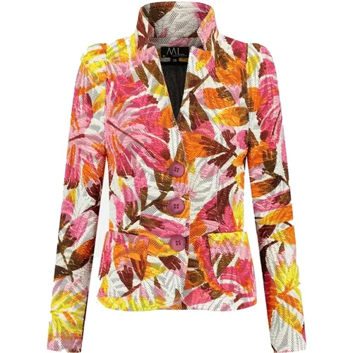 Schwarzer Blumenprint Blazer , Damen, Größe: S - ML Collections - Modalova