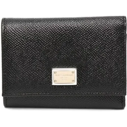 Schwarzes Portemonnaie mit Druckknopf , Damen, Größe: ONE Size - Dolce & Gabbana - Modalova