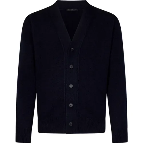 Navy Wool Cashmere Cardigan , Herren, Größe: XL - Low Brand - Modalova