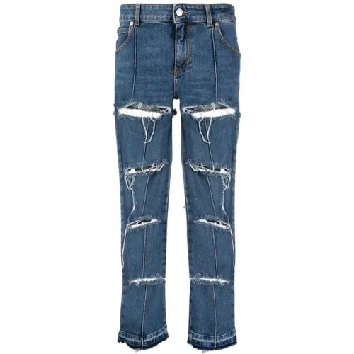 Zerrissene Cropped-Jeans mit Distressed-Effekt - alexander mcqueen - Modalova