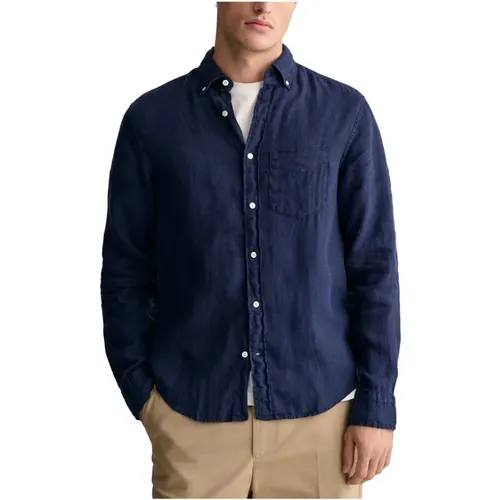 REG Gmnt Dyed Linen Shirt , male, Sizes: 4XL, 2XL, L, 3XL, S, M - Gant - Modalova