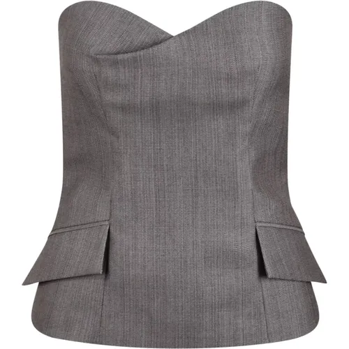 Sweetheart Wool Top with Strapless Neckline , female, Sizes: S - alberta ferretti - Modalova