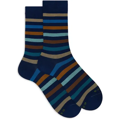 Italienische ultraleichte kurze Socken blaue Streifen - Gallo - Modalova