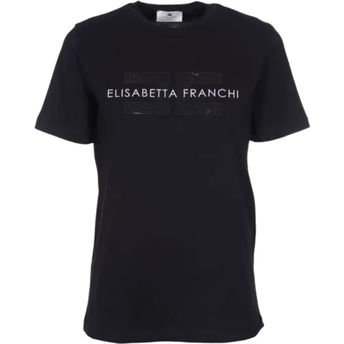 Logo T-Shirt , Damen, Größe: L - Elisabetta Franchi - Modalova